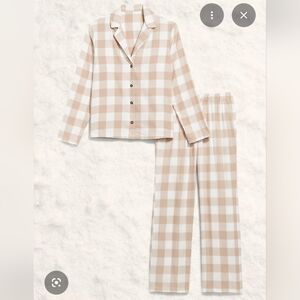 Kids Beige and White Check Pajama Set